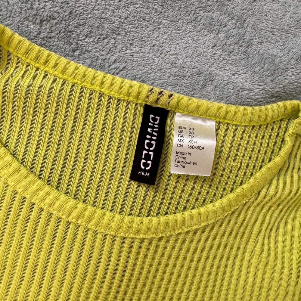 Women see-through neon yellow Divided top XS